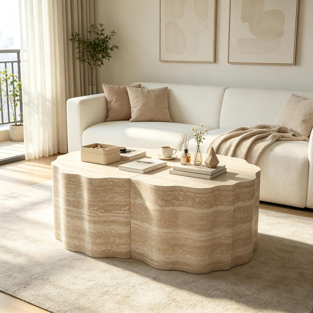 40" Nesting Set Living Room Coffee Tables, Accent Tea Table with Wooden ...