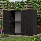 ADDOK Indoor Outdoor Plastic Storage Cabinet 34"x15"x34" with 1 Shelf, Outdoor Storage Shed for Living Room, Hallway, Balcony, Garage, Garden,Black