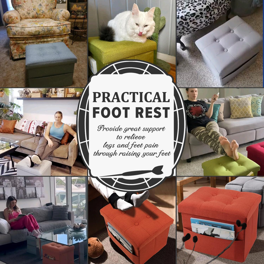 LINMAGCO Ottoman with Storage Small Foot Rest Stool Under Desk Stool Short Fo...