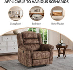 EBELLO Manual Recliner Chair, Soft Fabric Recliner Sofa with Overstuffed Armrest and Backrest for Living Room, Bedroom, Brown