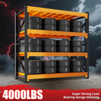 4000LBS Garage Shelving 48" W Garage Shelving Heavy Duty 4-Tier Metal Storage Shelves Adjustable Shelf Unit Storage Rack for Basement Supermarket Warehouse 48" W x 20" D x 78" H Black-Orange