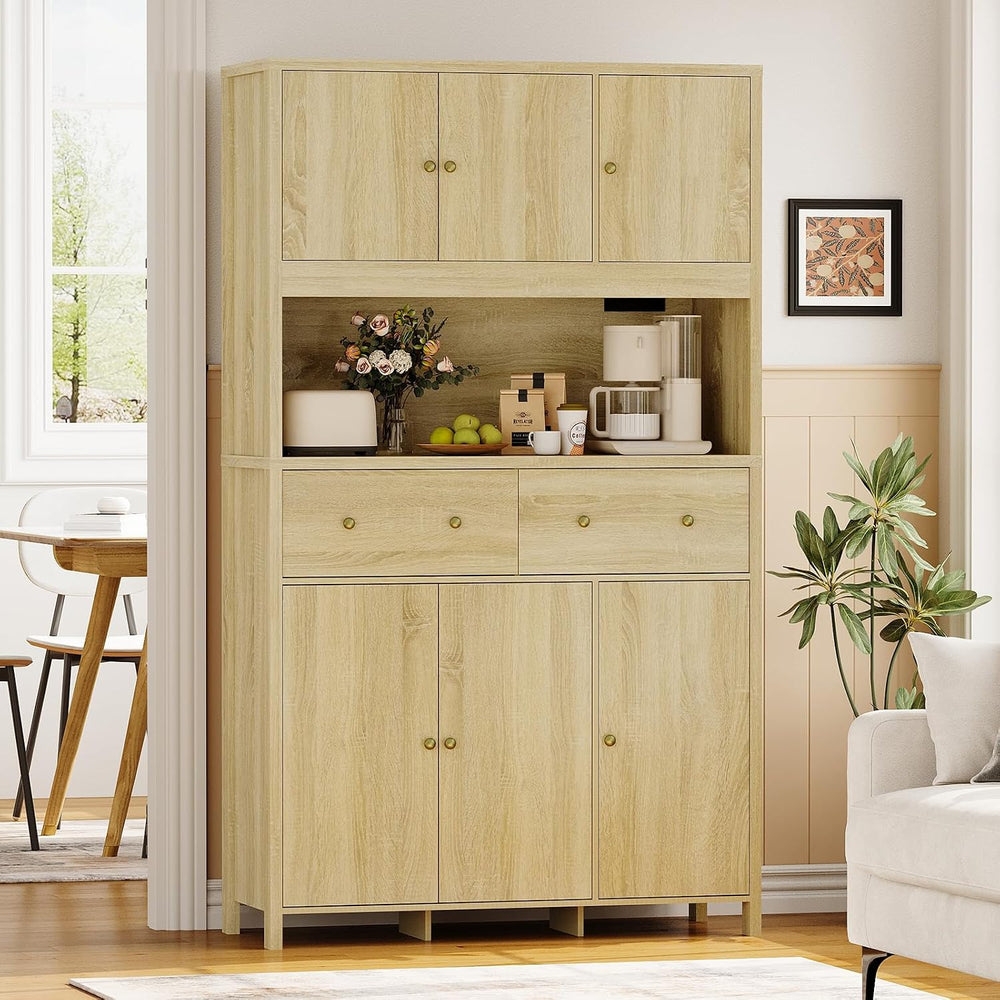 GarveeHome 71" Tall Kitchen Pantry Cabinet with Charing Station, Kitchen...