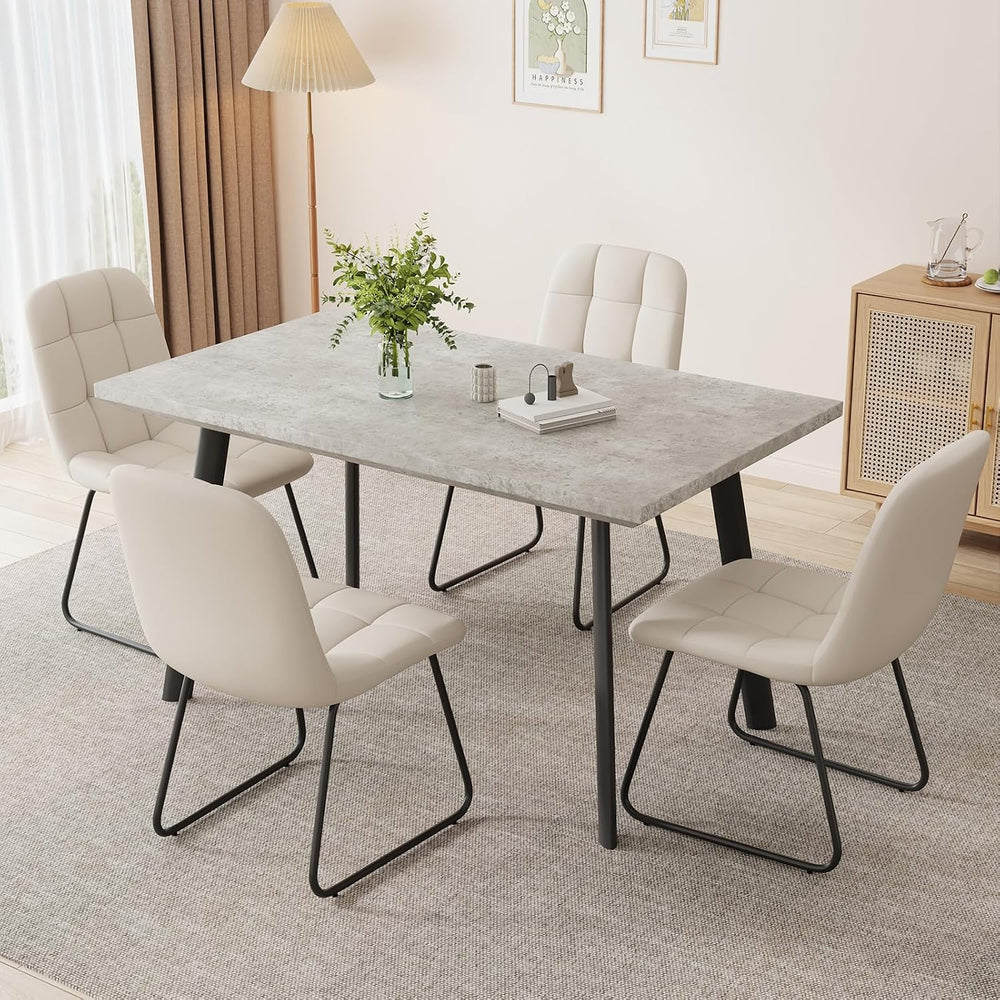 ZckyCine 47.2" Modern Grey Dining Table Set for Small Spaces, 5-Piece Se...