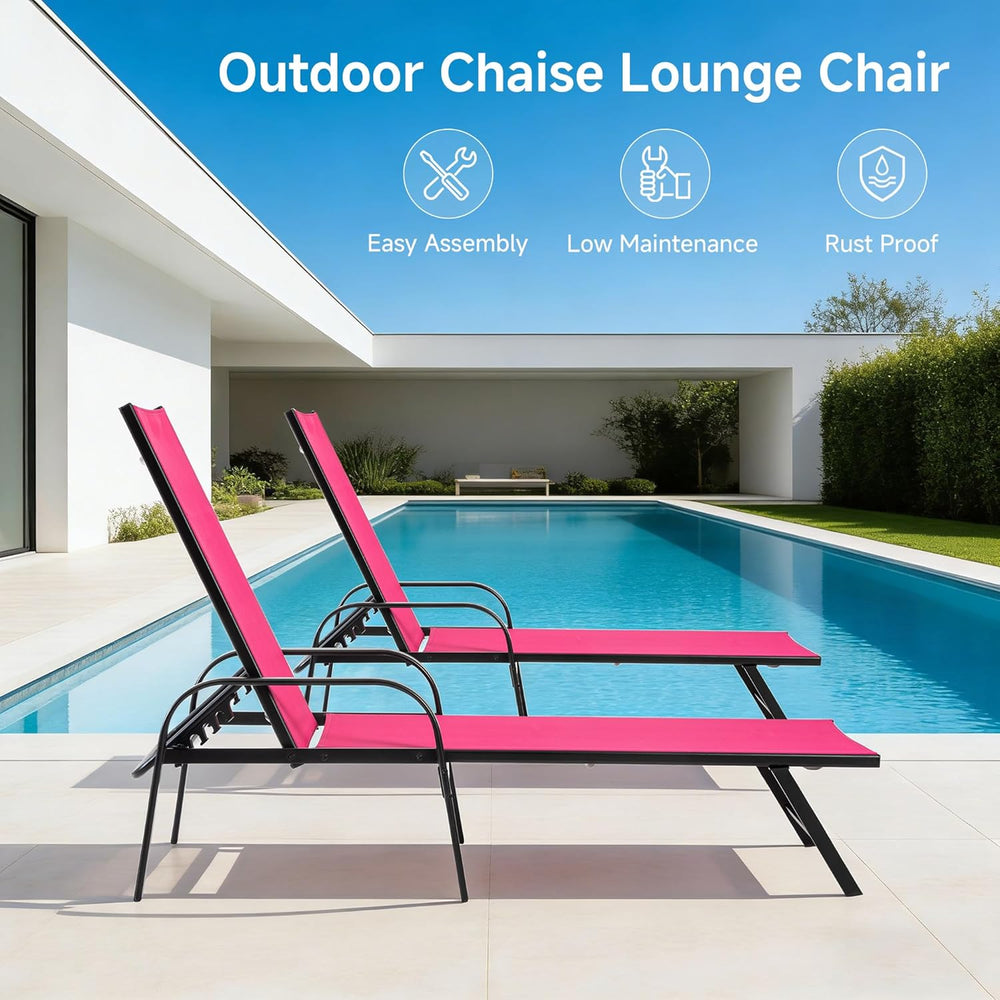 NEWBULIG Outdoor Lounge Chair for Pool,with 5-Position Recliner, 350 lbs Heav...