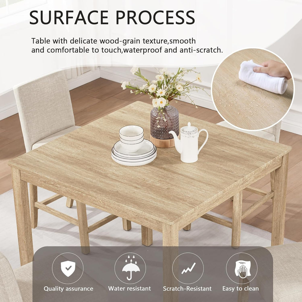 RuiSiSi 5-Piece Counter Height Dining Table Set, Square Dining Table White wi...