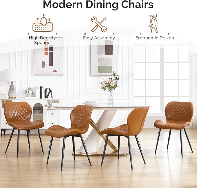 Dining Chairs Set of 4, Comfy Modern Dining Chairs with Thick Cushions, Uphol...