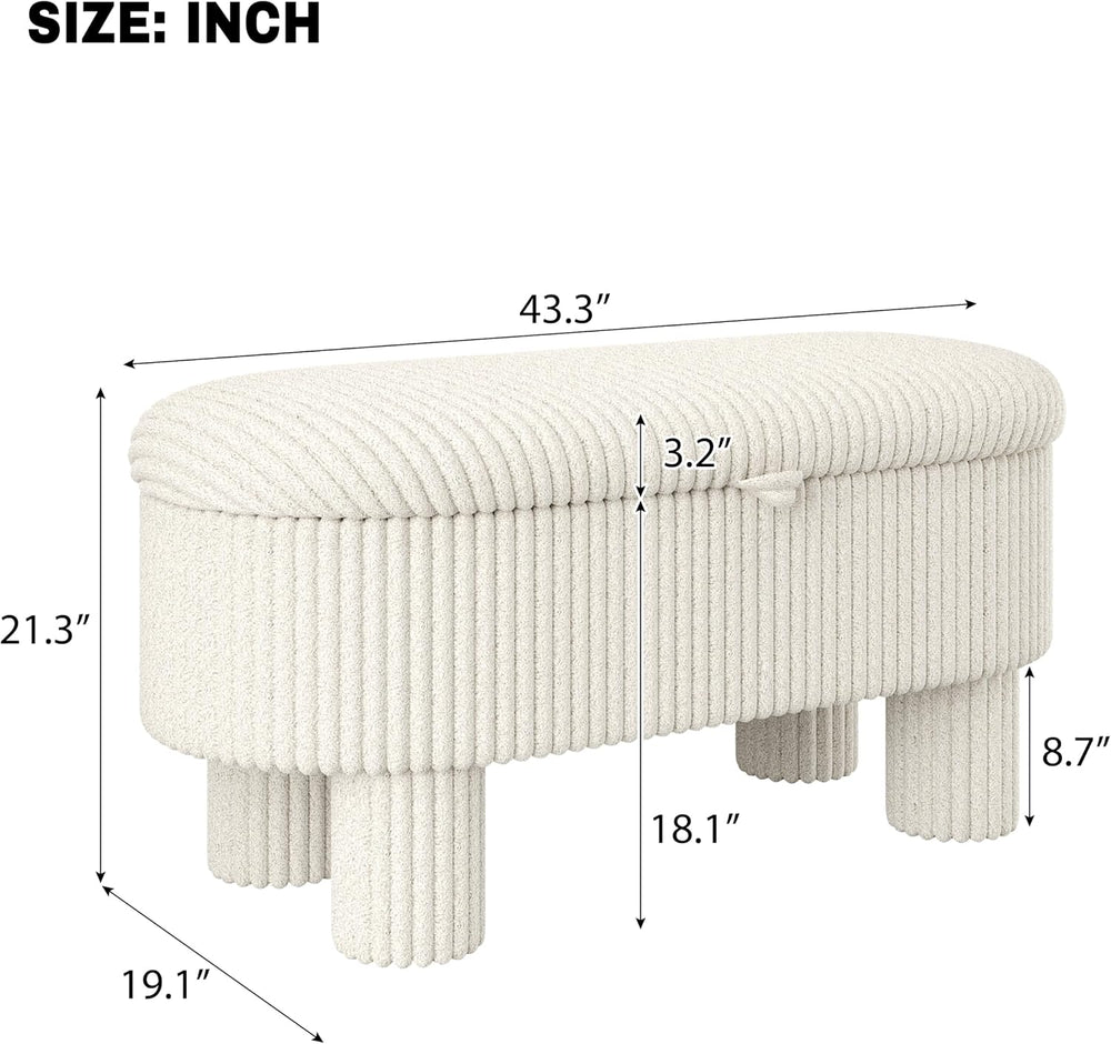 Merax Modern Storage Ottoman, Corduroy Upholstered Bench with Cylinder Legs, ...