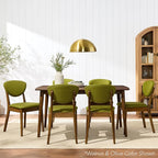Best Choice Products Dining Chairs Set of 2, Mid-Century Modern Upholstered Wood, Armless w/Seat Cushion, Padded Backrest - Walnut/Moss Green