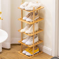 5-Tier Vertical Shoe Rack - Tall Narrow Shoe Rack Organizer for Small Spaces,Bamboo Shoen Shelf for Entryway,Closet,Corner,Doorway,Skinny Shoe Shelf Space Saving Shoe Storage (Natural, 5-Tier)