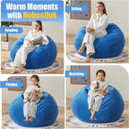 Hobestluk Adult Bean Bag Chair Teardrop Shape with Filling, 3.5FT Blue | Soft Fabric, Corduroy Cover, Removable and Washable, Memory Foam Filler, Portable Handle, Gaming, Relaxing, For Living Room