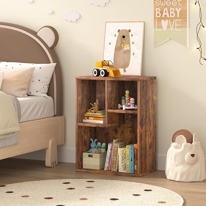 VECELO Small Bookshelf, 3 Cube Shelf, Fits Tallest Hardcovers, Horizontal Ava...