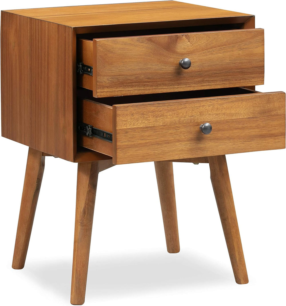 Poly & BARK Dorsey Nightstand - Mid-Century Modern Nightstand – Solid Woo...