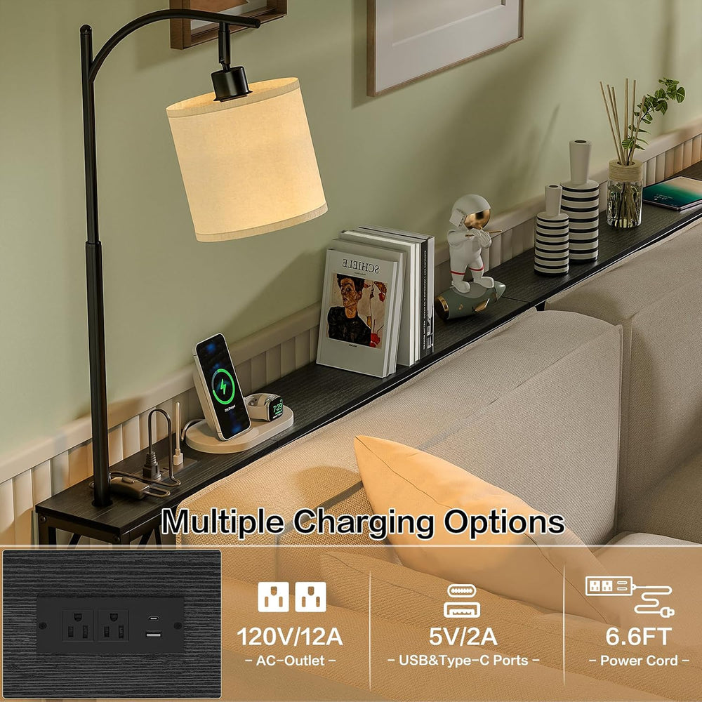 keomaisyto Narrow Console Table with 3-Color Light & Outlet, 31" H S...