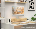 Bamboo Monitor Stand with Drawer - Desk Organizer with Cable Management & Storage, Ergonomic Laptop Riser for Home Office (220lbs Capacity, 24 inch ,Natural)