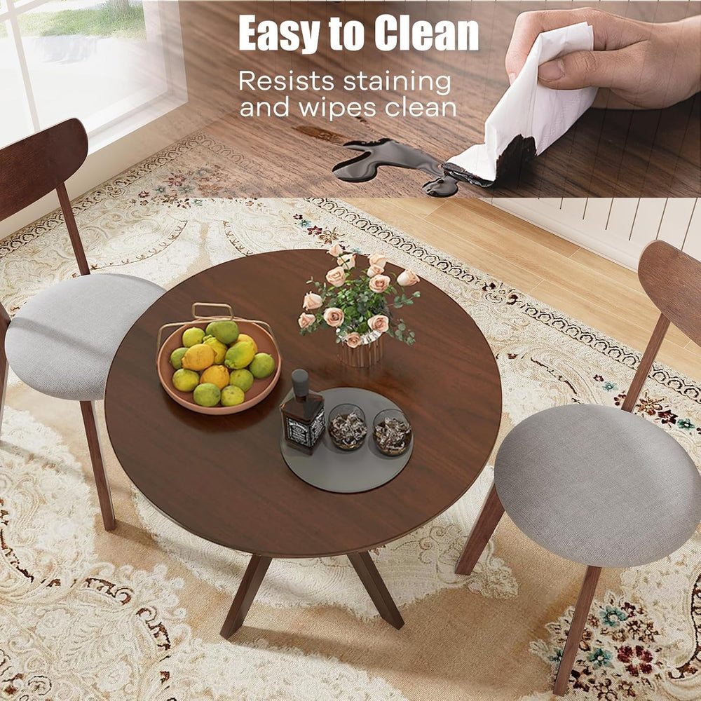 NAFORT Round Dining Table Set for 2, Mid-Century Modern Table and Chairs, Woo...
