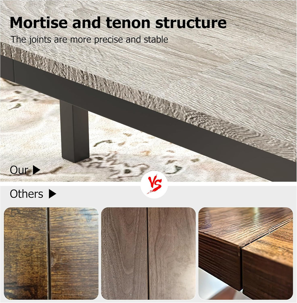 71 Inch Industrial Dining Table, Large Rectangle Kitchen Table with Metal Leg...