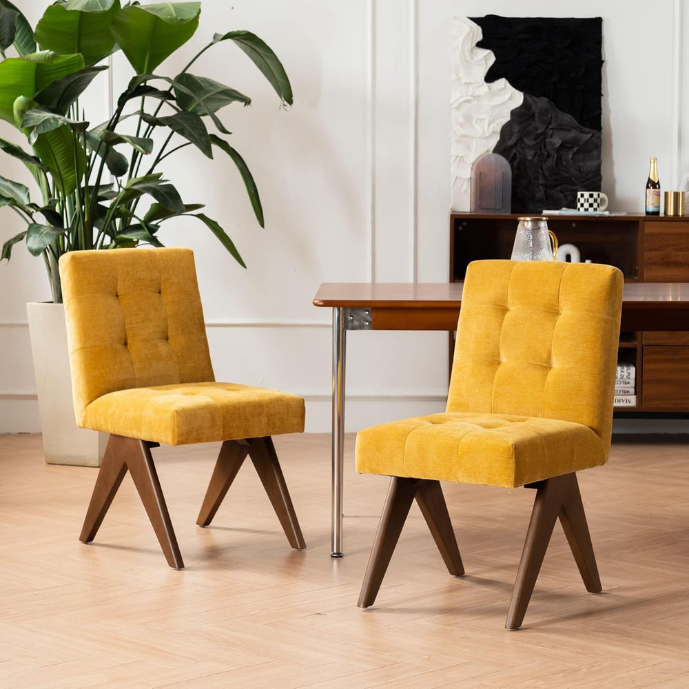 Rowill Modern Upholstered Dining Chairs Parsons Chair Linen Fabric Kitchen Ch...
