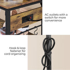 Yaheetech Kitchen Island Cart with Power Outlet, 3 Shelves, Rustic Brown | 40 Inches Rolling Kitchen Island With Storage, 3-Tier Coffee Cart with Footpads, Wine Rack Glass Holder Hooks for Dining Room