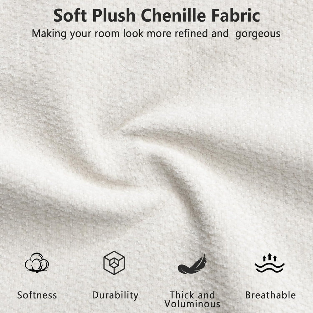 Merax King Chenille Platform Bed with 2 Removable Headboard Pillows, Beige