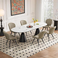 Dining Chairs Set of 6 Modern Fabric Dining Room Chairs Upholstered Dining Chairs with Thick Cushions Metal Legs Armless Back Chair for Kitchen and Living Room Beige