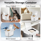 Dog Food Storage Container Stainless Steel with Scoop, 16 LB /11 LB Airtight Pet Metal Food Storage Bin, Cat Food Container for Dry Dog, Cat Food, Bird Seed, Keep Food Fresh, White