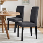 CHUN YI Upholstered Dining Chairs Set of 2, Fabric Dining Room Chairs with Solid Wood Legs, Modern Parson Chairs for Kitchen, Restaurant, Hotel, Dark Gray