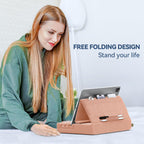 KDD Tablet Pillow Holder, Foldable iPad Stand for Lap, Bed and Desk -Tablet Soft Pad Dock with Pocket & Stylus Mount Compatible with iPad Pro 12.9, 10.5, 9.7 Air Mini 6 5 4 3, E-Reader