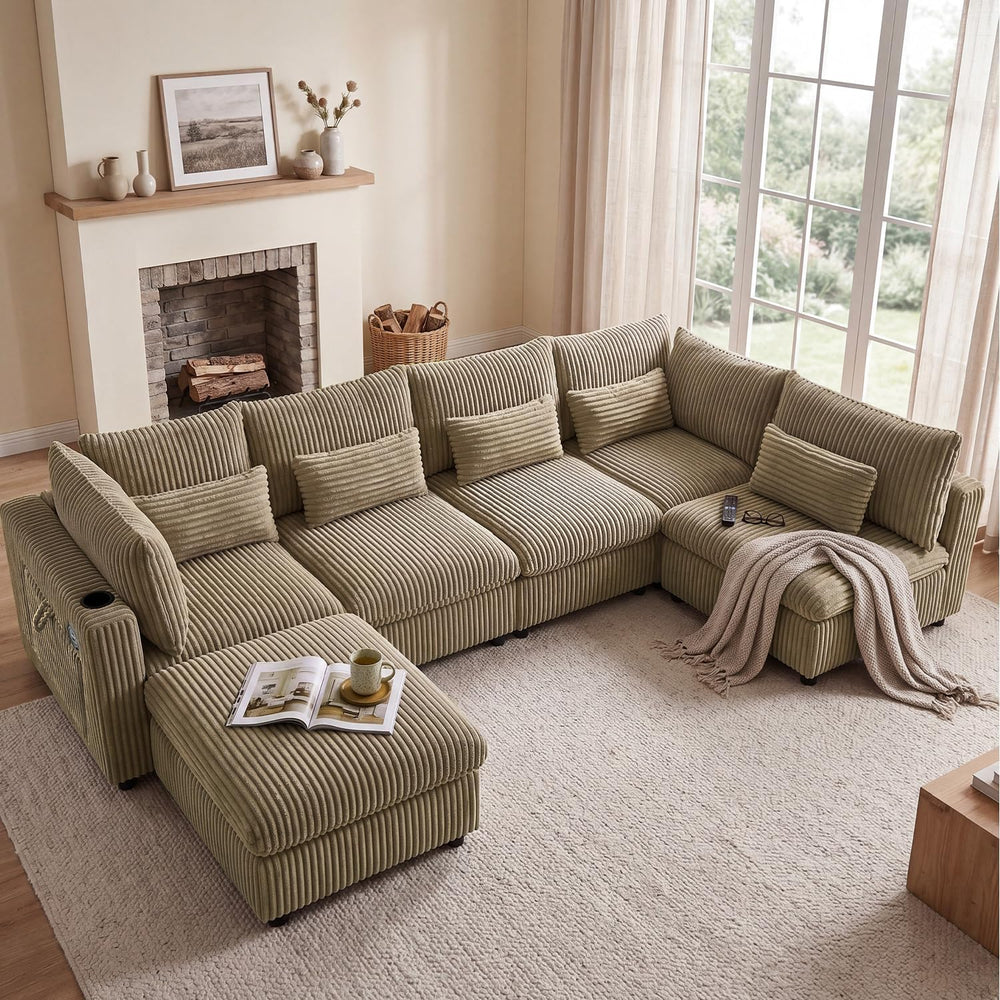 130" Oversized Cloud Couch Large Modular Sectional Sofa Modern U Shaped ...