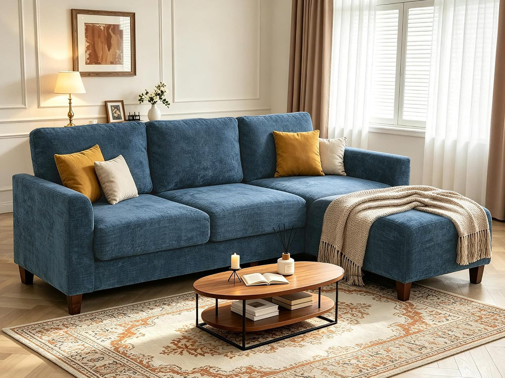 L Shaped Sectional Couch for Living Room, Modular Small Sofa with Ottoman | 9...