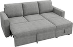 HONBAY Modular Sectional Sleeper Sofa with Pull Out Bed, L Shaped Sofa with Storage, Modular Sectional Couches for Living Room, Warm Grey