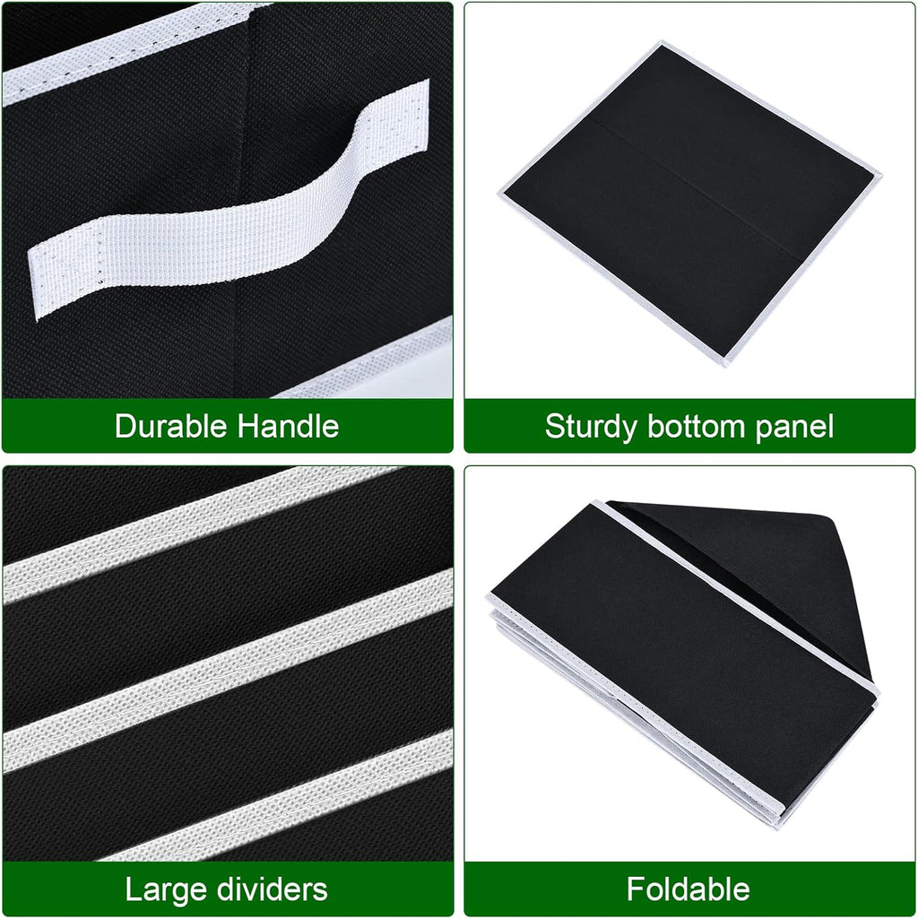Jeans Organizer - Wardrobe Clothes Organizer with 5 Cells, Closet Organizers and Storage for Jeans, Sweater, Pants Organizers for Closet, Shelves, 4 Pack (Black)