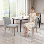 Dining Chair Set of 4, Fabric Upholstered Kitchen Side Chairs with Wooden Legs for Kitchen & Restaurant Use, LightGrey