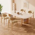 Dining Chairs Set of 6 for Kitchen Dining Table Mid Century Modern Farmhouse Upholstered Leather Dining Room Chairs with Metal Legs, Original Khaki
