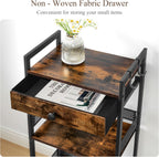 FAVOOSTY Bathroom Ladder Shelf, 3-Tier Bathroom Floor Storage Shelf with Drawer, Freestanding Towel Shelf, Bookcase End Table Open Shelving Unit for Living Room,Balcony, Rustic Brown