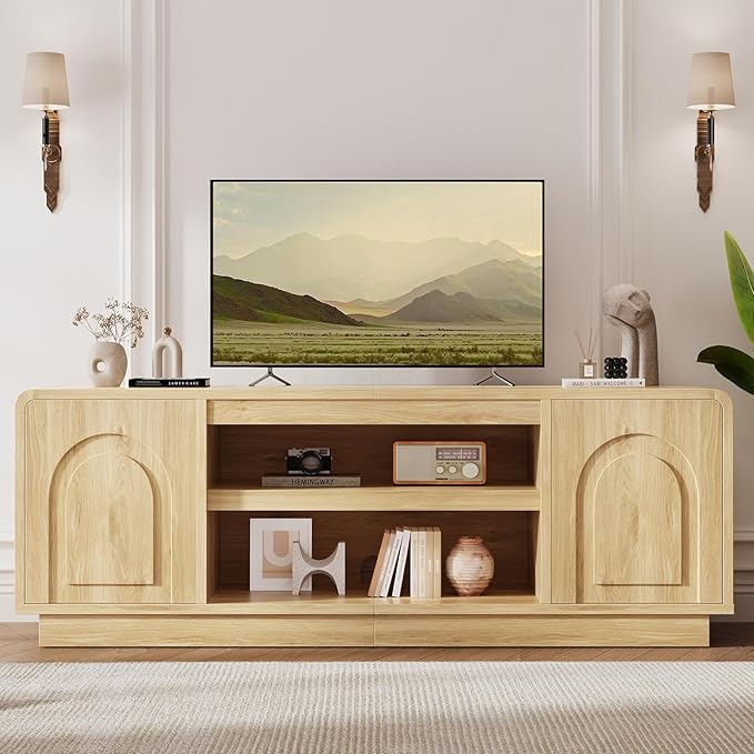 Bestier 63" Mid Century Modern TV Stand for Living Room, Wood Media Cons...