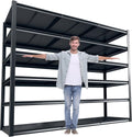 REIBII 60 "W Storage Shelves Heavy Duty, 6 Tier Garage Shelving, 3500 LBS Industrial Shelving, Adjustable Metal Shelves for Garage, Warehouse, School, Commercial, Business, 84 "H x 60 "W x 24 "D