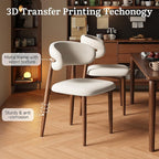 Dining Chairs Set of 6 for Kitchen Dining Table Mid Century Modern Farmhouse Upholstered Linen Dining Room Chairs with Metal Legs, Walnut Beige