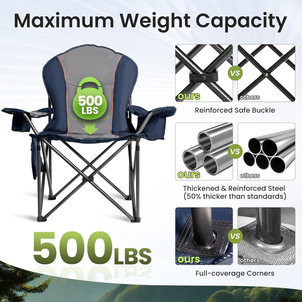 Oversized Camping Chair Heavy Duty- Portable Folding Chair, Cup Holder & ...