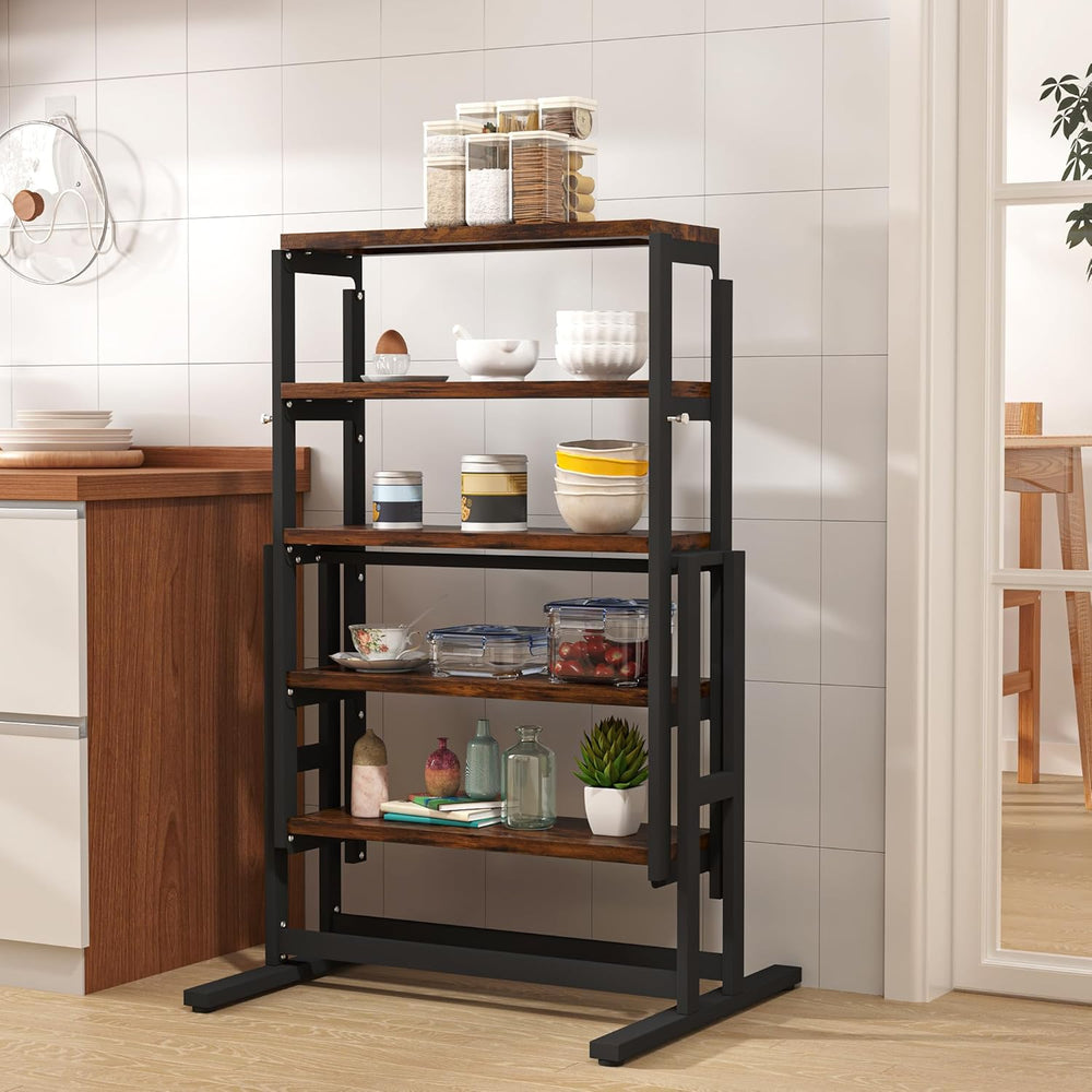 Convertible Dining Table, Multipurpose Mahogany Storage Shelf, 2 in 1 Bookshe...