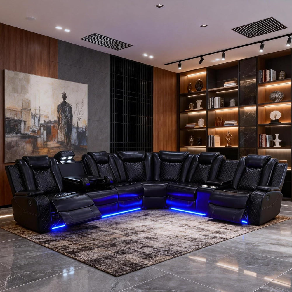 Power Recliner Sofa Set, Living Room Furniture Sets, Leather Sectional Sofa S...