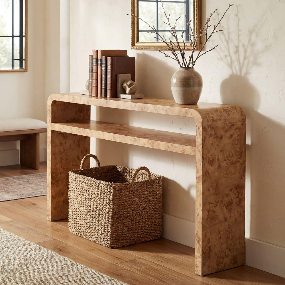 Hyfirm 51 Inch Long Rustic Burl Wooden Pattern Console Table, Farmhouse Sofa ...