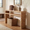 Hyfirm 51 Inch Long Rustic Burl Wooden Pattern Console Table, Farmhouse Sofa Table Behind Couch, 30” Tall Entryway Tables with Lower Shelf, Mid-Century Hallway Console for Living Room, Foyer, Cabin