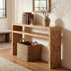 Hyfirm 51 Inch Long Rustic Burl Wooden Pattern Console Table, Farmhouse Sofa Table Behind Couch, 30” Tall Entryway Tables with Lower Shelf, Mid-Century Hallway Console for Living Room, Foyer, Cabin
