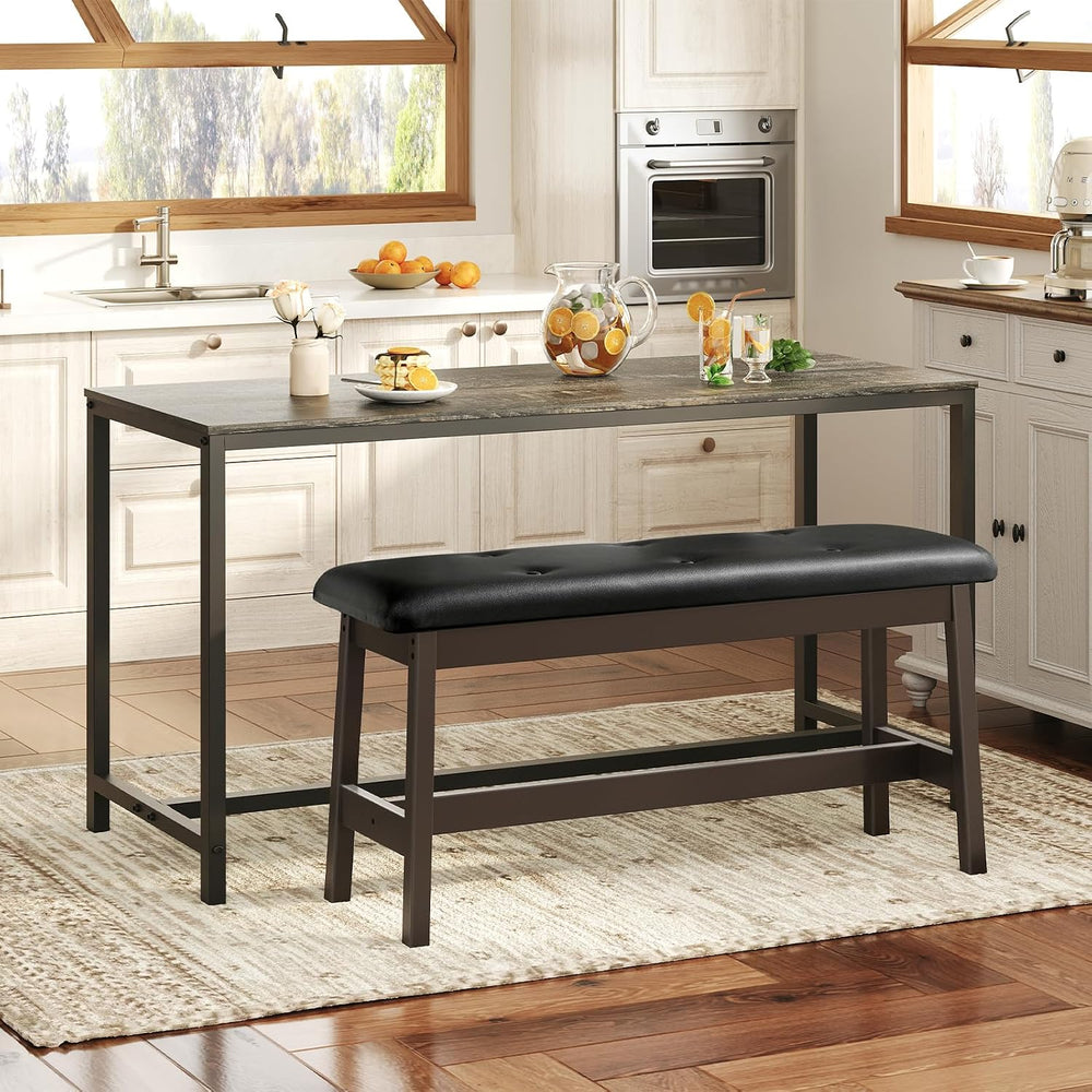 HOOBRO Dining Bench, Bamboo Dining Room Bench with PU Leather Upholstered Sea...