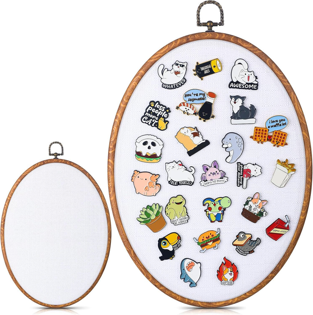 Yalikop Pin Display Board Fabric Enamel Pin Boards Wall Hanging Brooch Earrings Necklace Jewelry Holder Organizer Display Storage Back to School Gift for Home Summer Holiday(White,11.4" X 8.6",1)