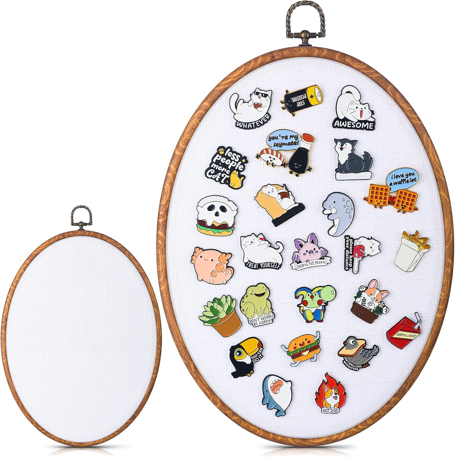 Yalikop Pin Display Board Fabric Enamel Pin Boards Wall Hanging Brooch Earrings Necklace Jewelry Holder Organizer Display Storage Back to School Gift for Home Summer Holiday(White,11.4" X 8.6",1)