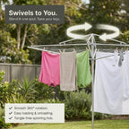 Household Essentials 17140-1 Rotary Outdoor Umbrella Drying Rack | Steel | 30-Lines with 182 ft. Clothesline