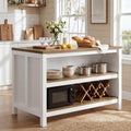 Tribesigns 47 Inch Kitchen Island with Storage and Seating, 2-Tier | Farmhouse Wooden Stationary Island Table, Large Worktop, Rustic Counter Height Dining Table