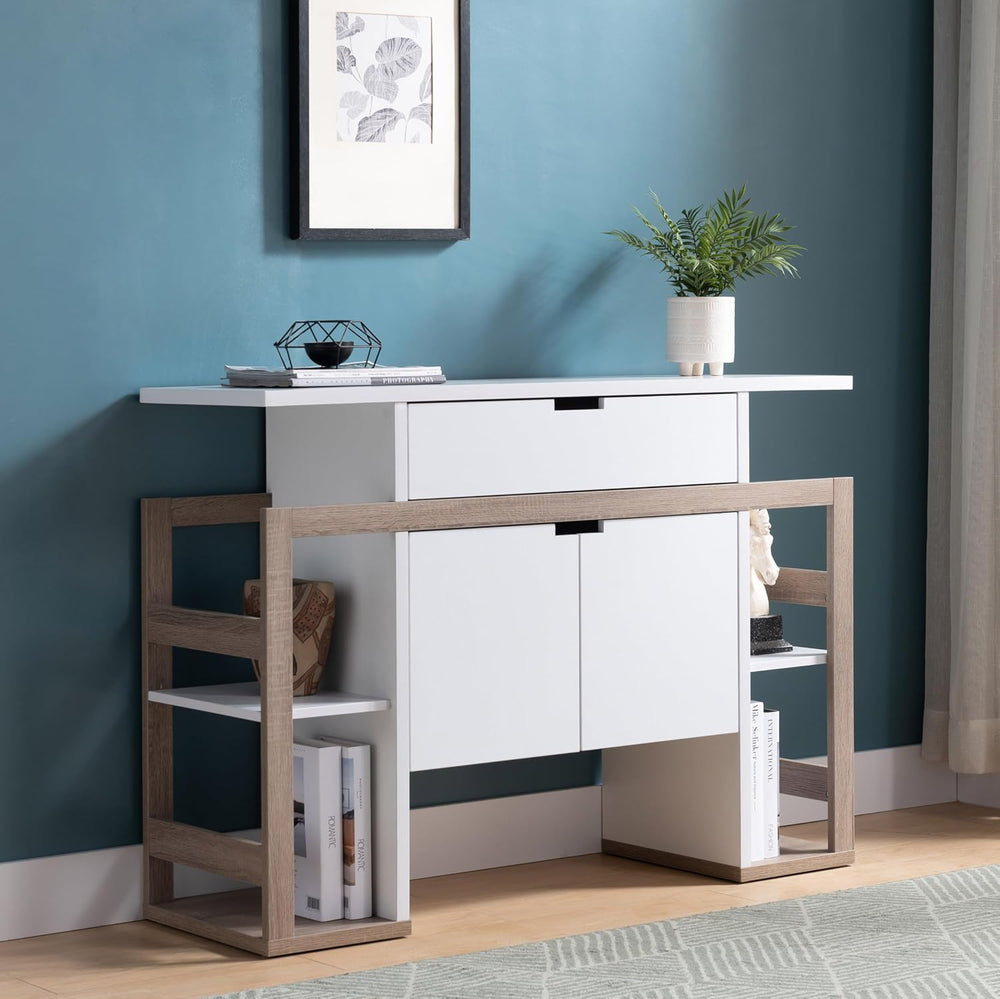Modern Kitchen Pantry, White Buffet Storage Cabinet with 4 Shelves, Easy to M...