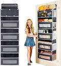 Over the Door Organizer, Large Capacity 5 Shelfs Hanging Door Organizer with Pockets and DIY Slots for Toys, Shoes, Diapers, Clothes, Behind Door Storage for Closet Wall Bedroom Nursery Pantry, Gray